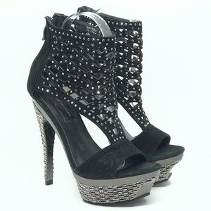 CHINESE LAUNDRY SILVER RHINESTONE PLATFORM HEEL